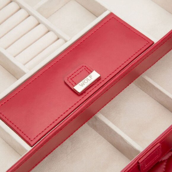 53. WOLF Caroline Medium Jewelry Case Red $505 Like New - Picture 5 of 5